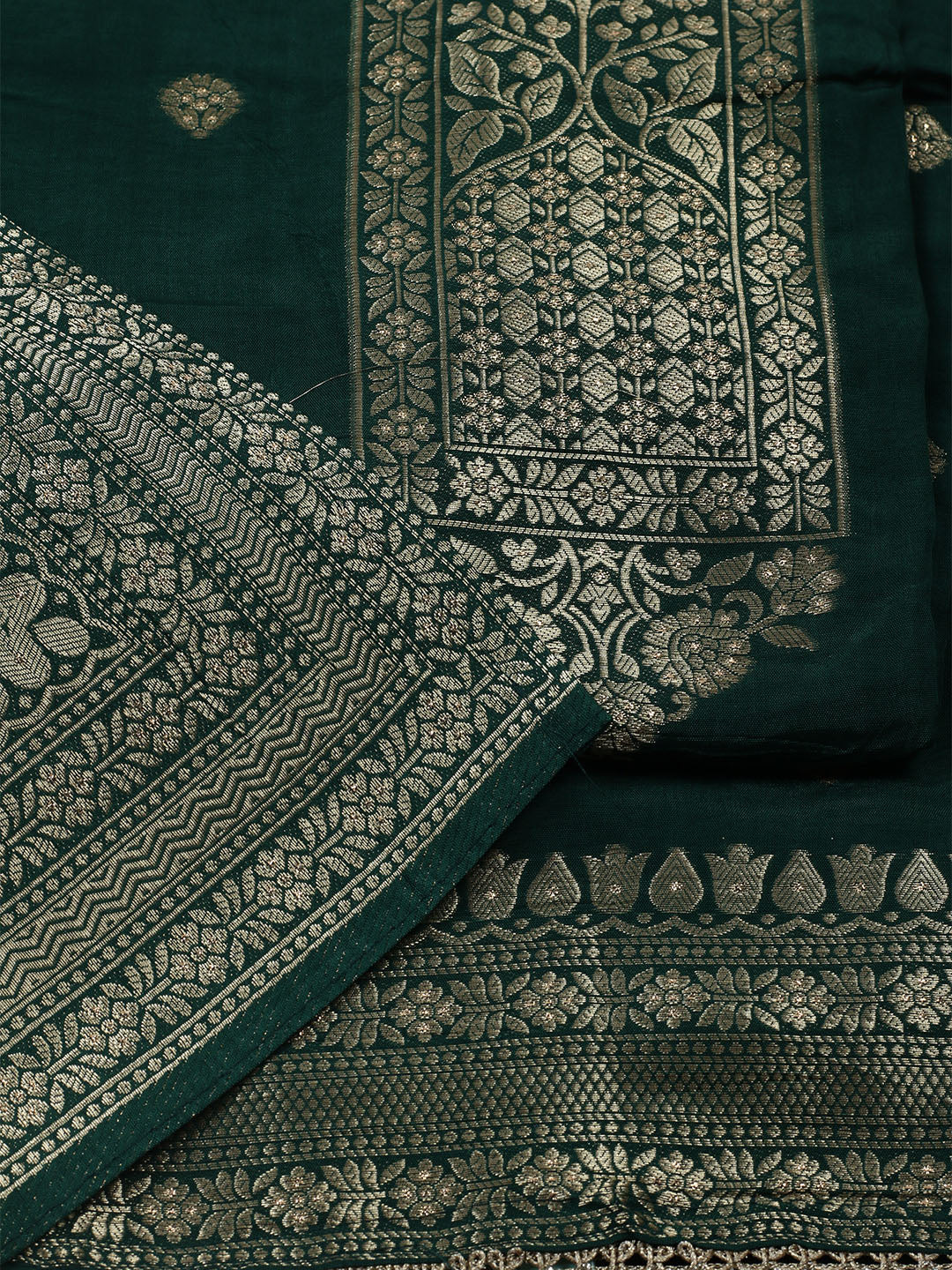 Woven Design Chanderi Unstitched Suit With Dupatta