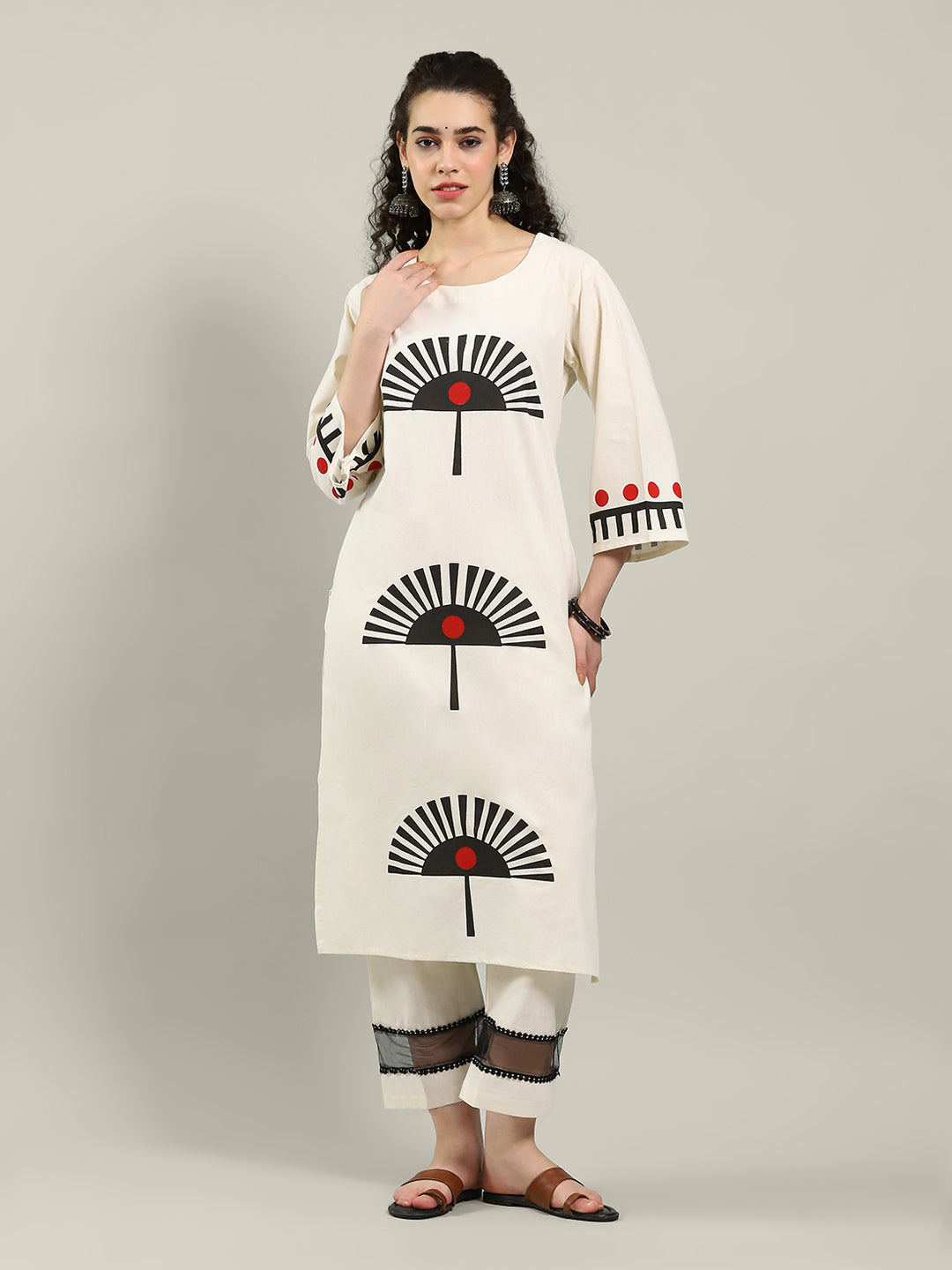 Printed Cotton Blend Kurta With Pants
