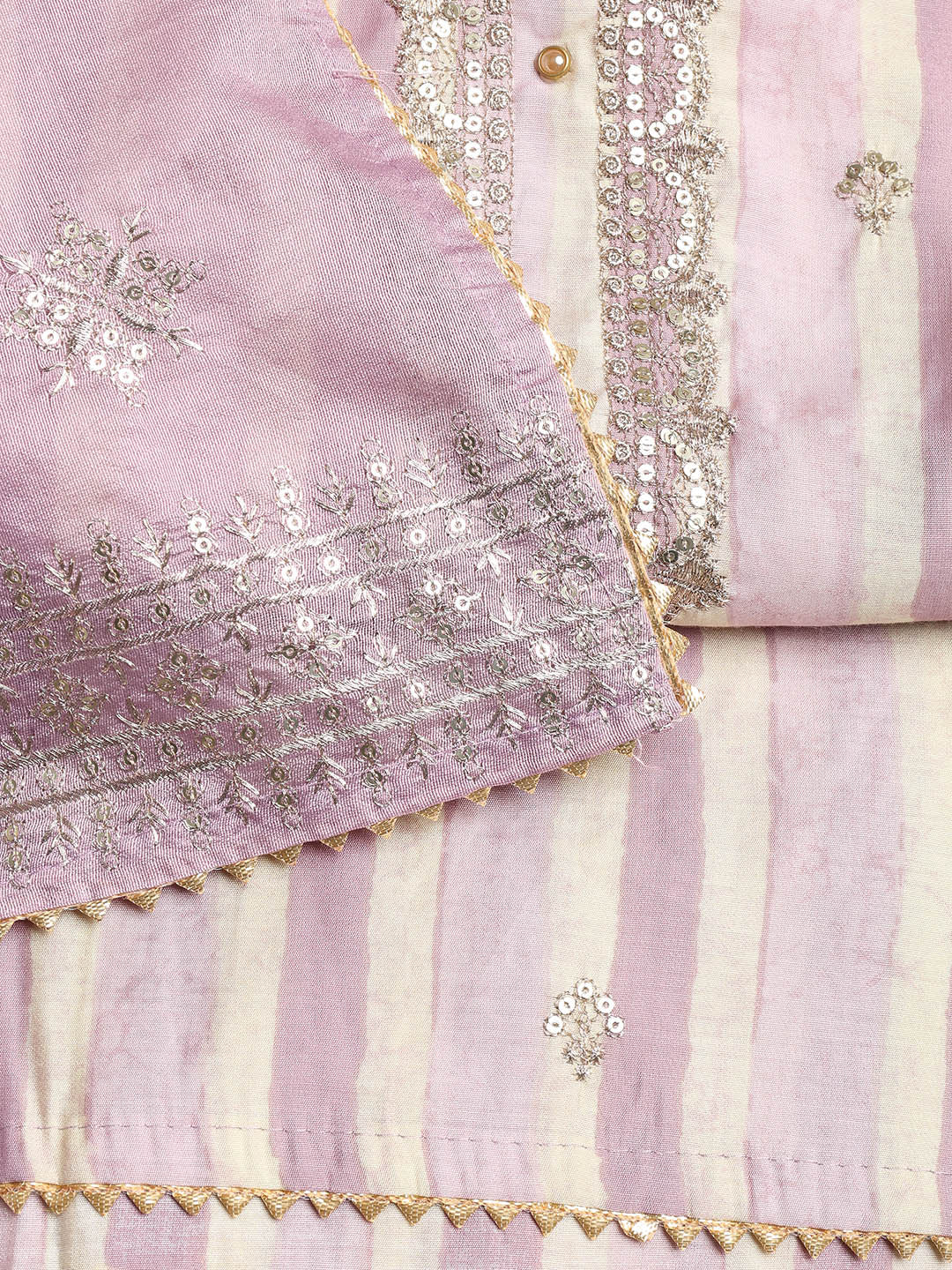 Sequence Work Chanderi Unstitched Suit With Dupatta