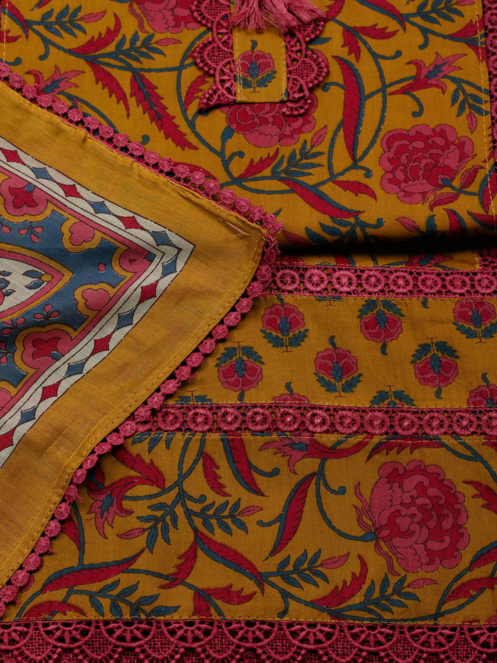 Embroidered Cotton Blend Unstitched Suit With Pant &amp; Dupatta