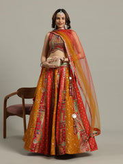 Multi Kali Art Silk Choli With Lehenga & Dupatta