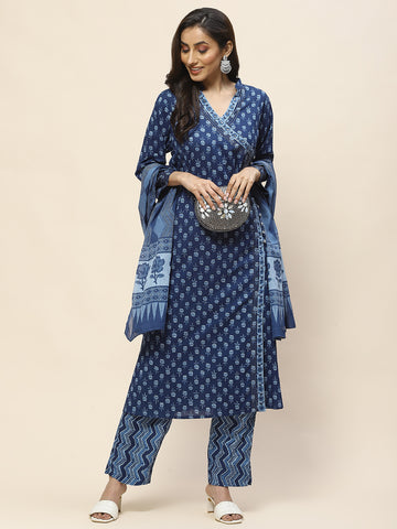 Printed Cotton Suit Set With Dupatta