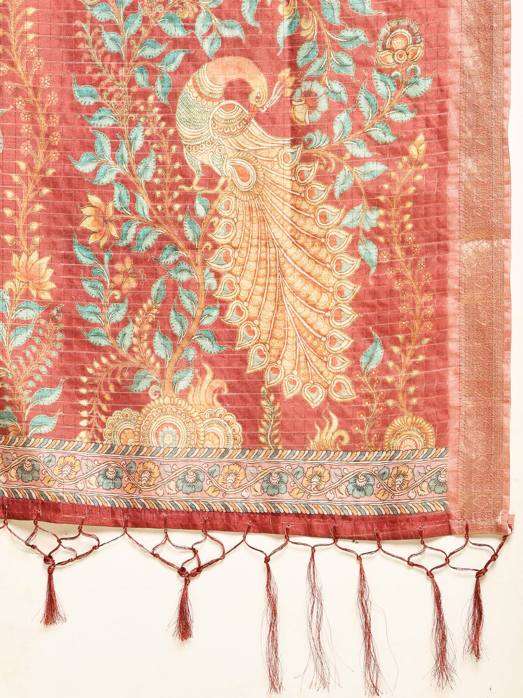 Digital Floral Printed Tussar Saree