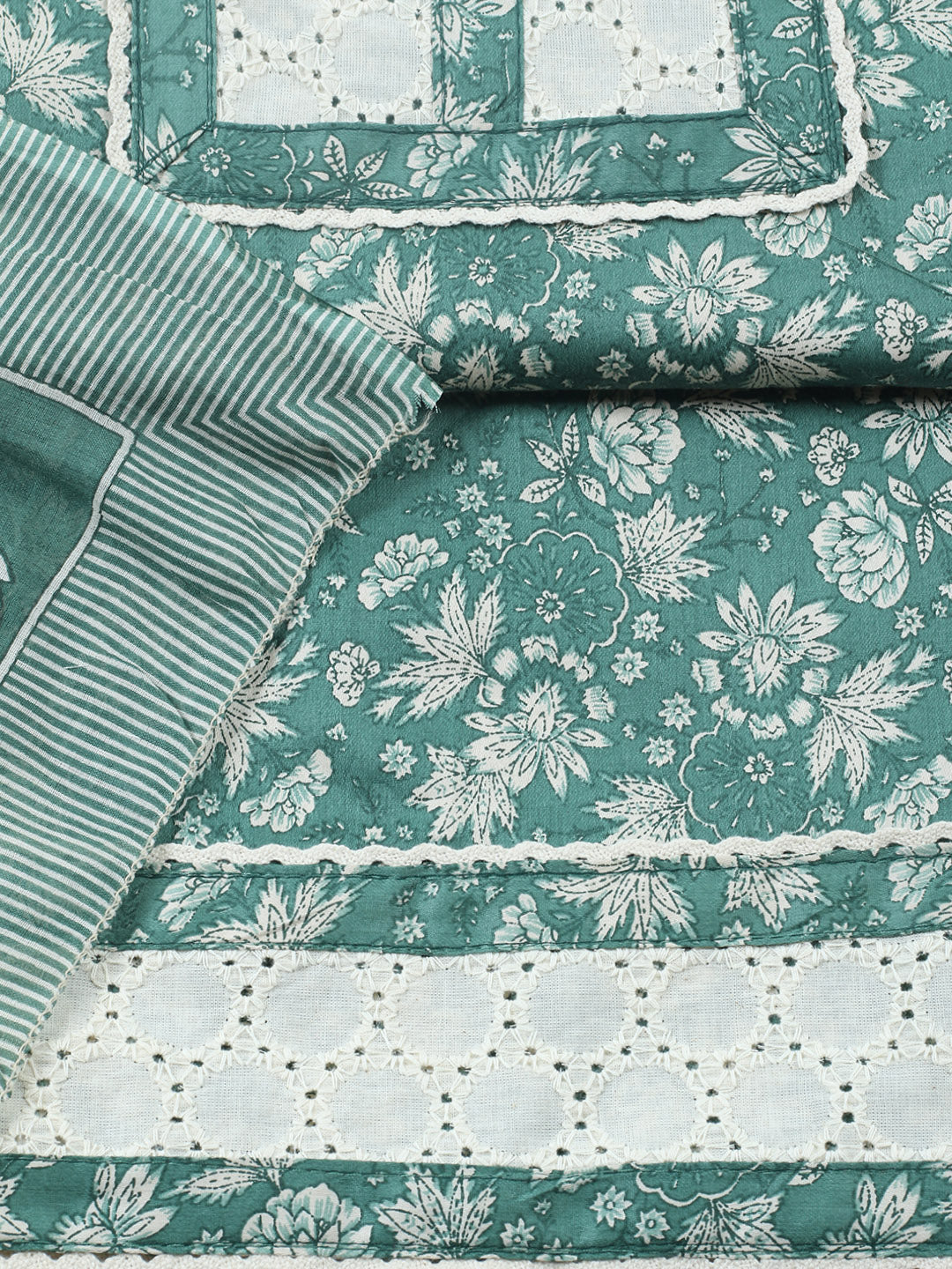 Printed Cotton Blend Unstitched Suit With Pant &amp; Dupatta