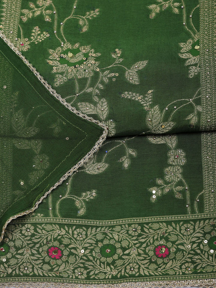 Woven Design Chanderi Unstitched Suit With Pant &amp; Dupatta