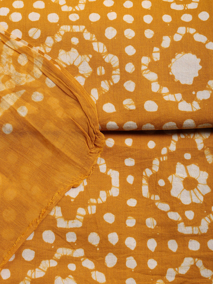 Printed Cotton Blend Unstitched Suit With Pant &amp; Dupatta