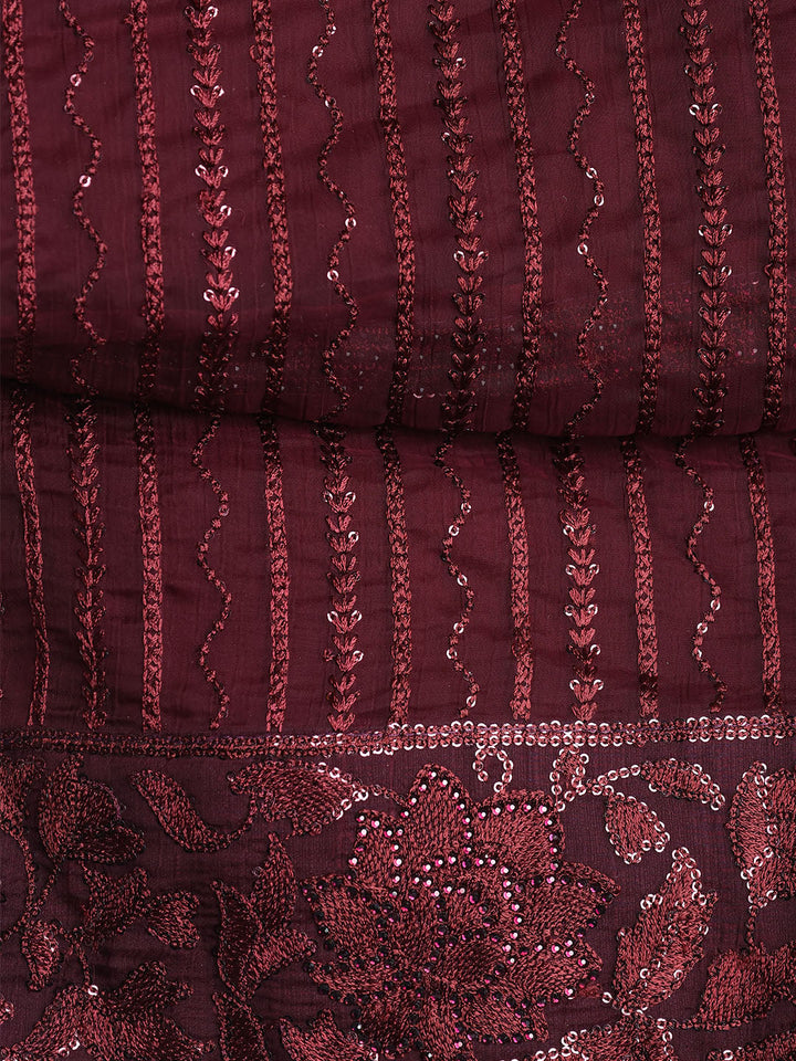Resham Jaal Chiffon Unstitched Suit With Dupatta