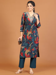 Printed Cotton Blend Kurta With Pants