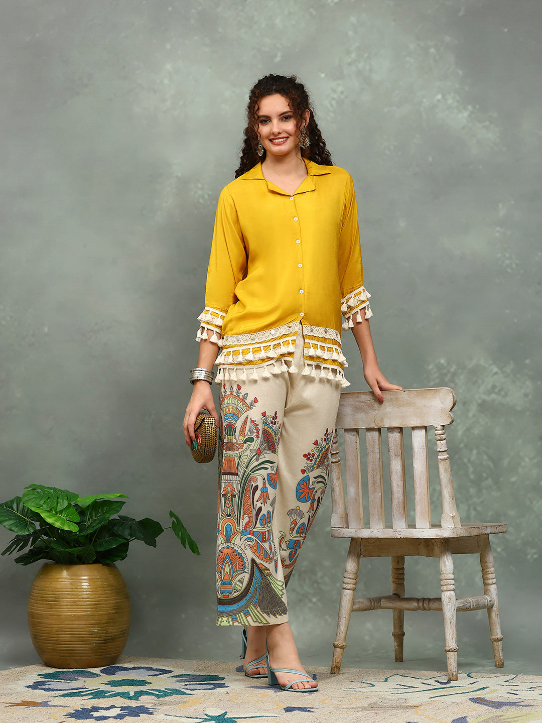 Printed Muslin Kurta With pants