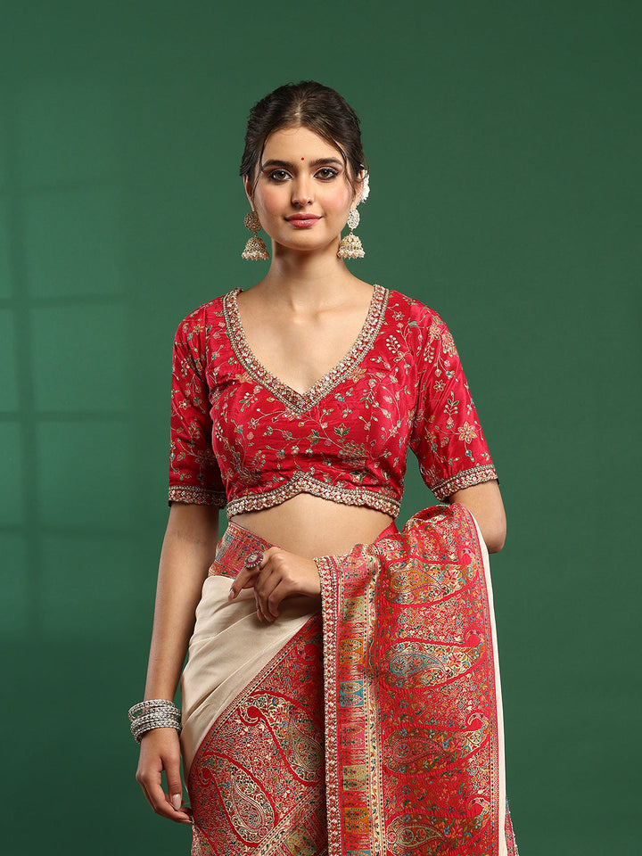 Embroidered Dola Silk Saree