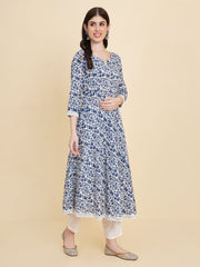 Floral Printed Cotton Kurta With Pants & Dupatta