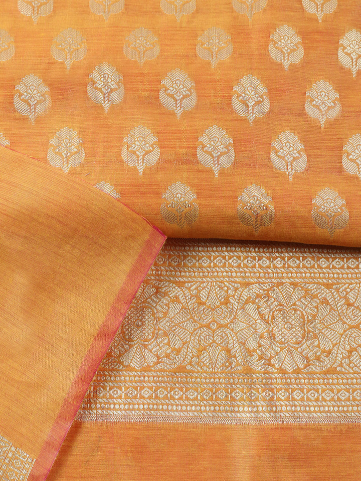 Banarasi Chanderi Unstitched Suit With Pant &amp; Dupatta