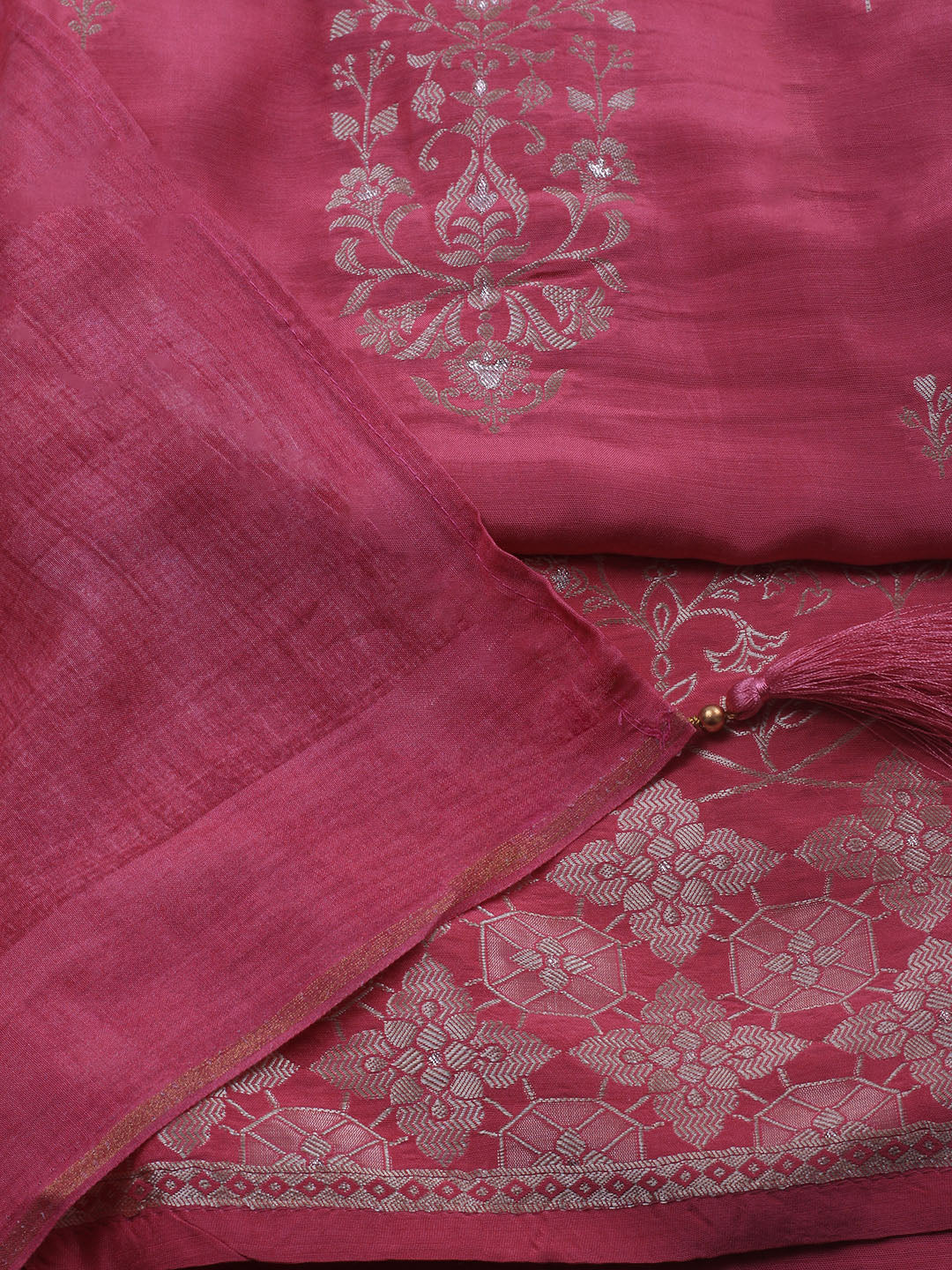 Zardozi Art Silk Unstitched Suit Piece With Dupatta