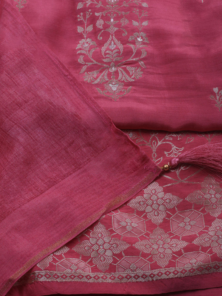 Zardozi Art Silk Unstitched Suit Piece With Dupatta