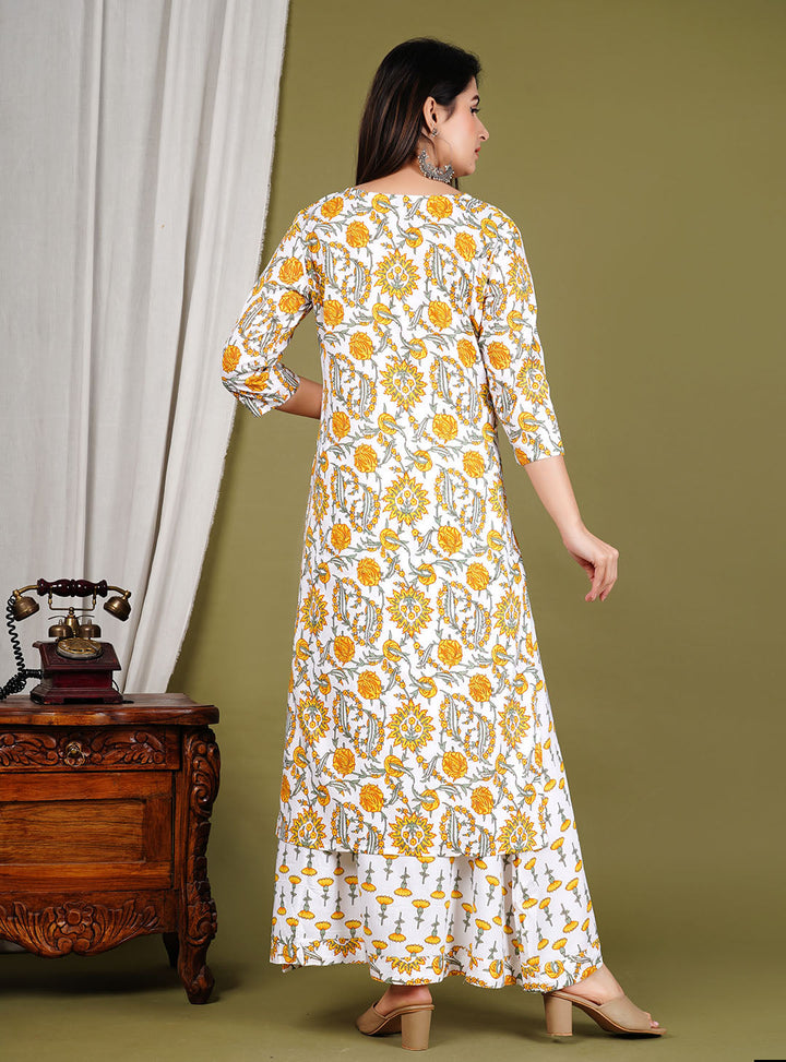 Printed Cotton Blend Kurta With Skirt