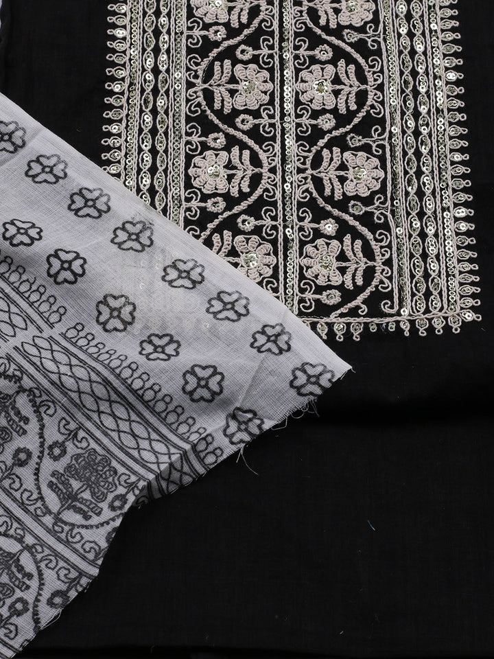 Neck Embroidered Cotton Blend Unstitched Suit With Dupatta