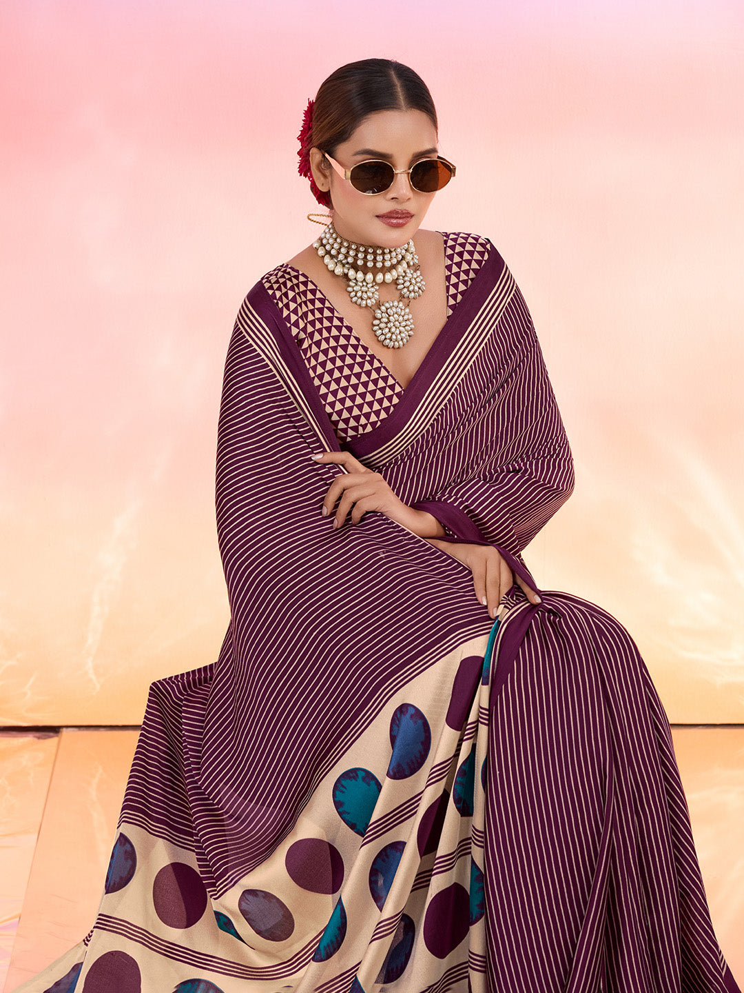 Printed Satin Saree