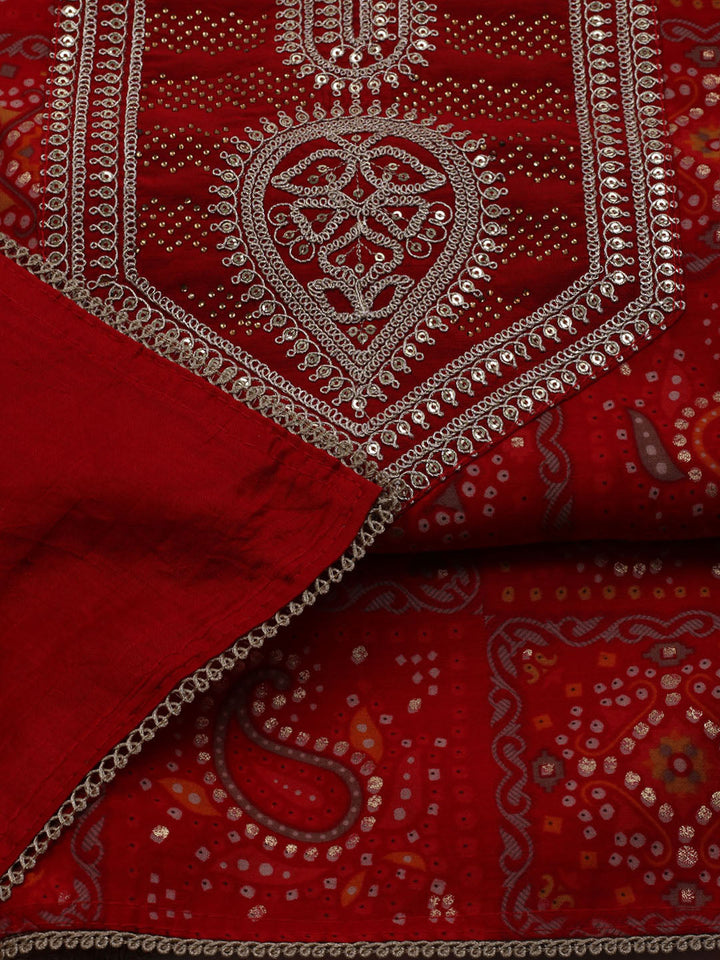Neck Embroidered Muslin Unstitched Suit With Dupatta