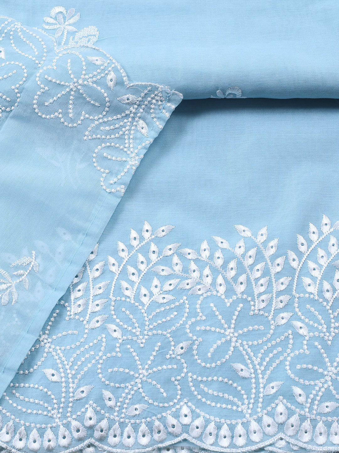 Embroidered Cotton Blend Unstitched Suit With Pant &amp; Dupatta