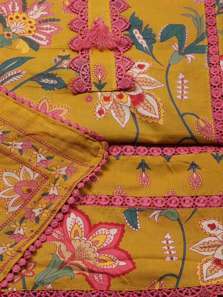 Embroidered Cotton Blend Unstitched Suit With Pant &amp; Dupatta