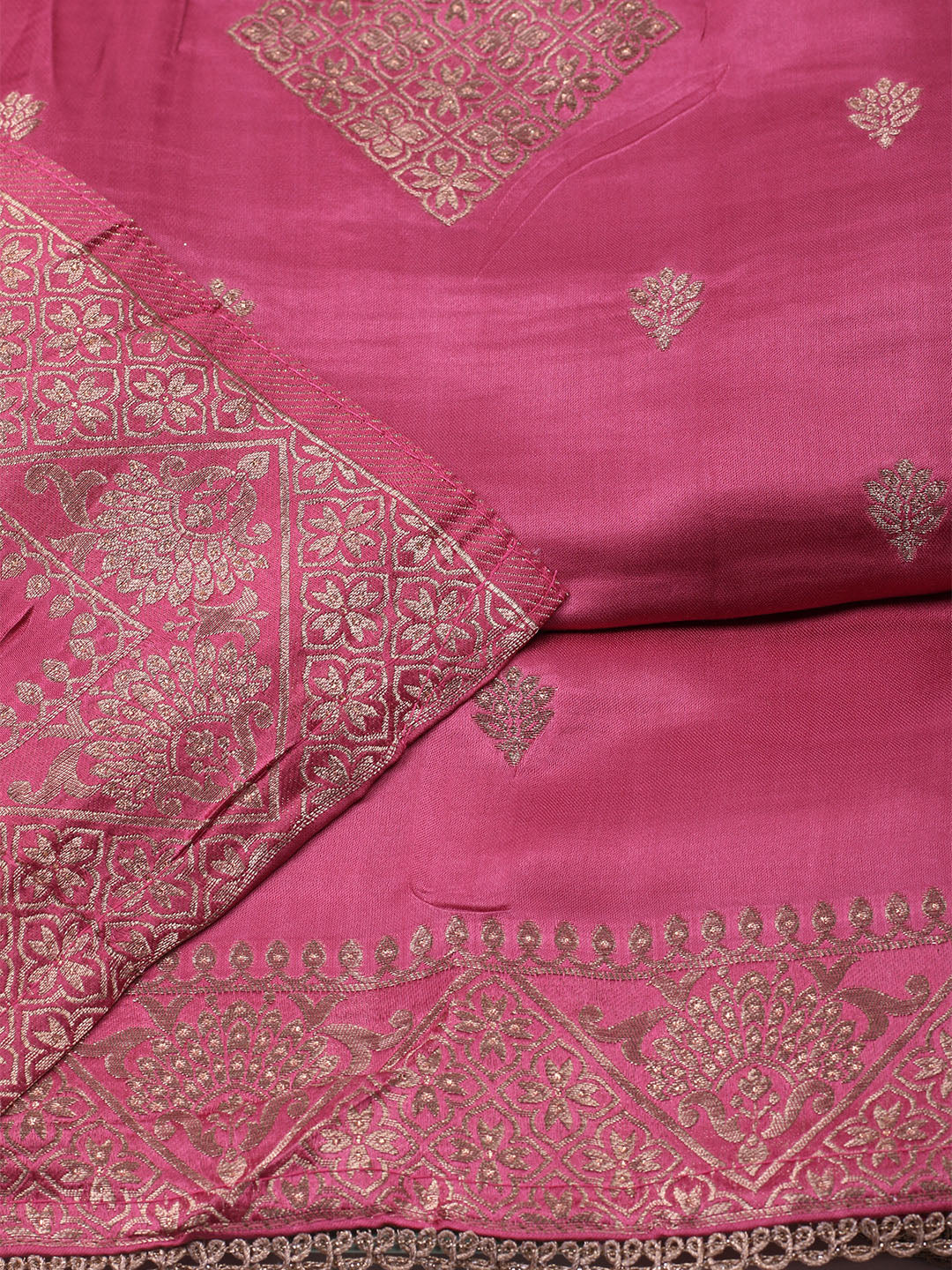 Woven Design Chanderi Unstitched Suit With Dupatta