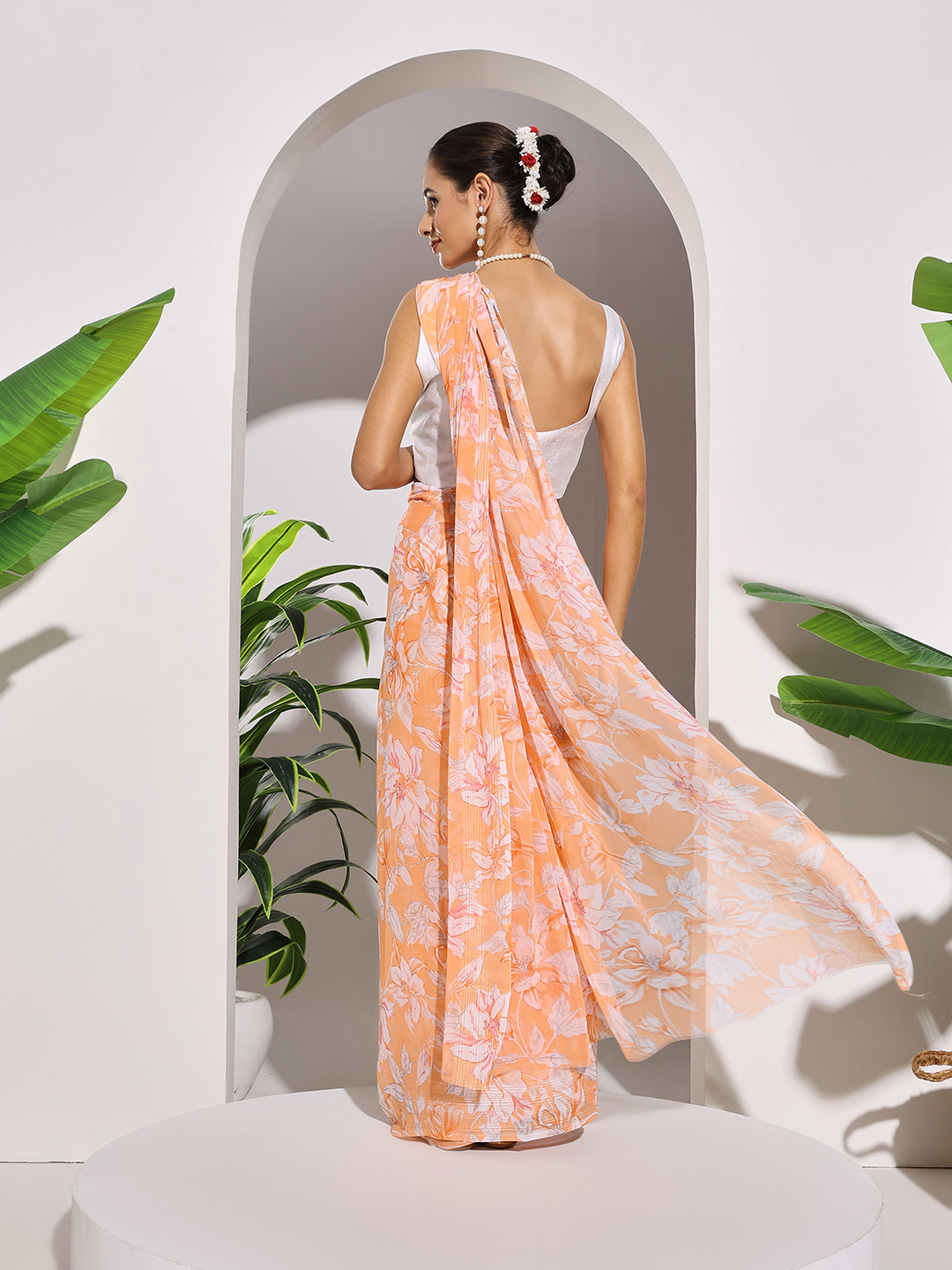Floral Printed Georgette Saree