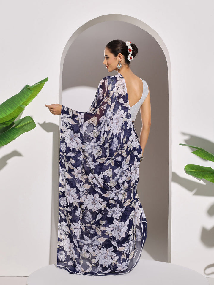 Floral Printed Georgette Saree