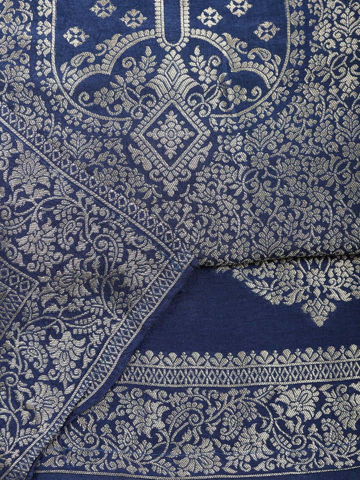 Woven Design Chanderi Unstitched Suit With Pant &amp; Dupatta