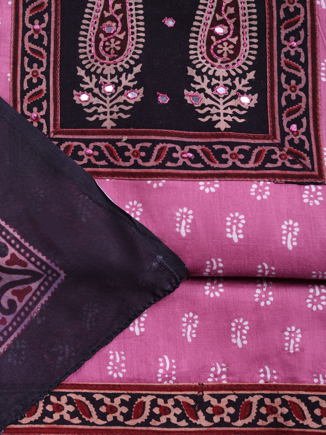 Printed Cotton Blend Unstitched Suit With Pant &amp; Dupatta