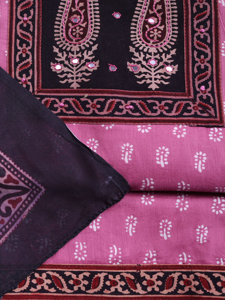 Printed Cotton Blend Unstitched Suit With Pant &amp; Dupatta