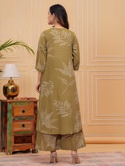 Digital Printed Cotton Blend Kurta With Pants