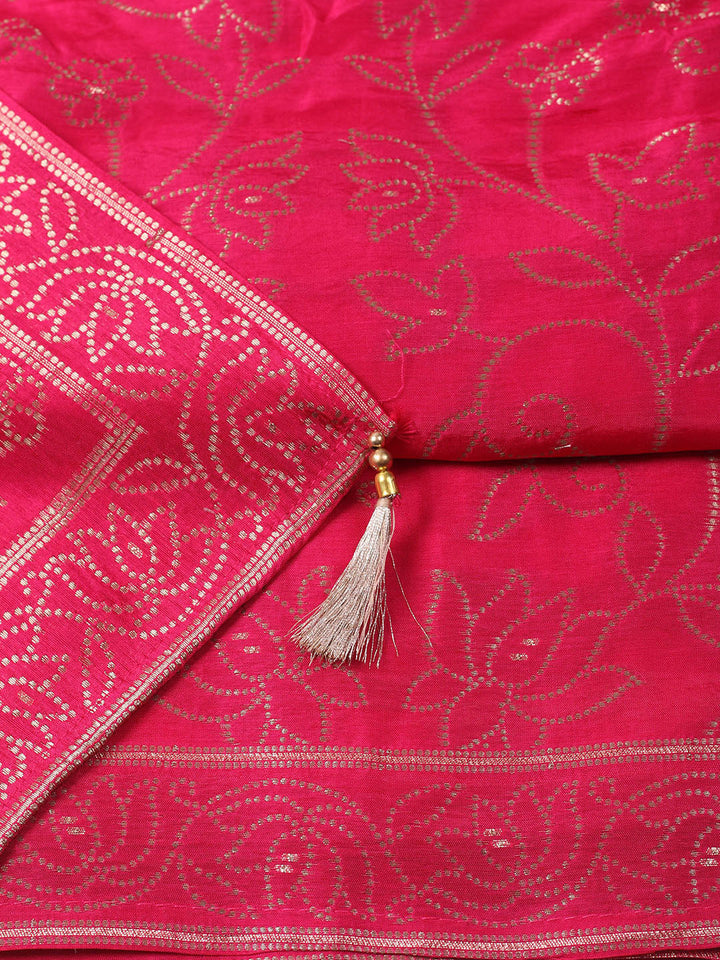 Woven Design Chanderi Unstitched Kurta With Pant &amp; Dupatta