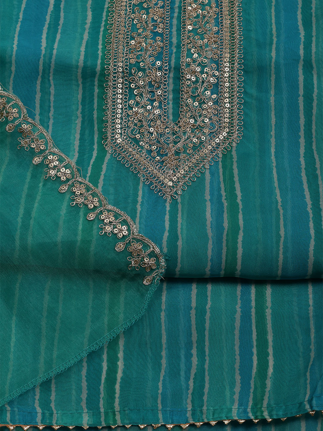 Embroidered Organza Unstitched Suit With Dupatta