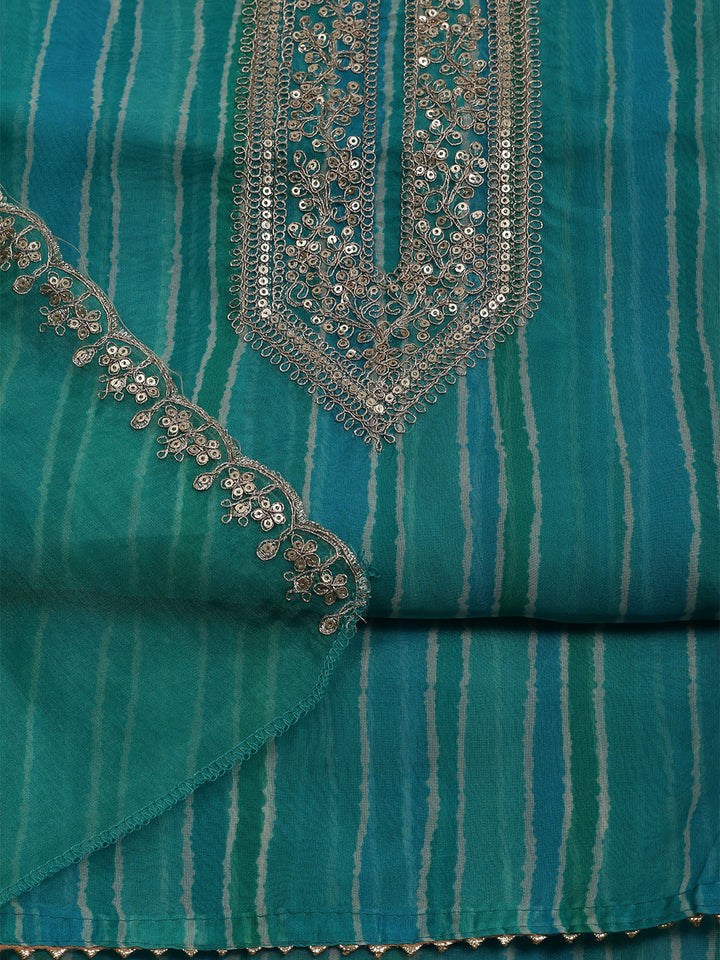 Embroidered Organza Unstitched Suit With Dupatta