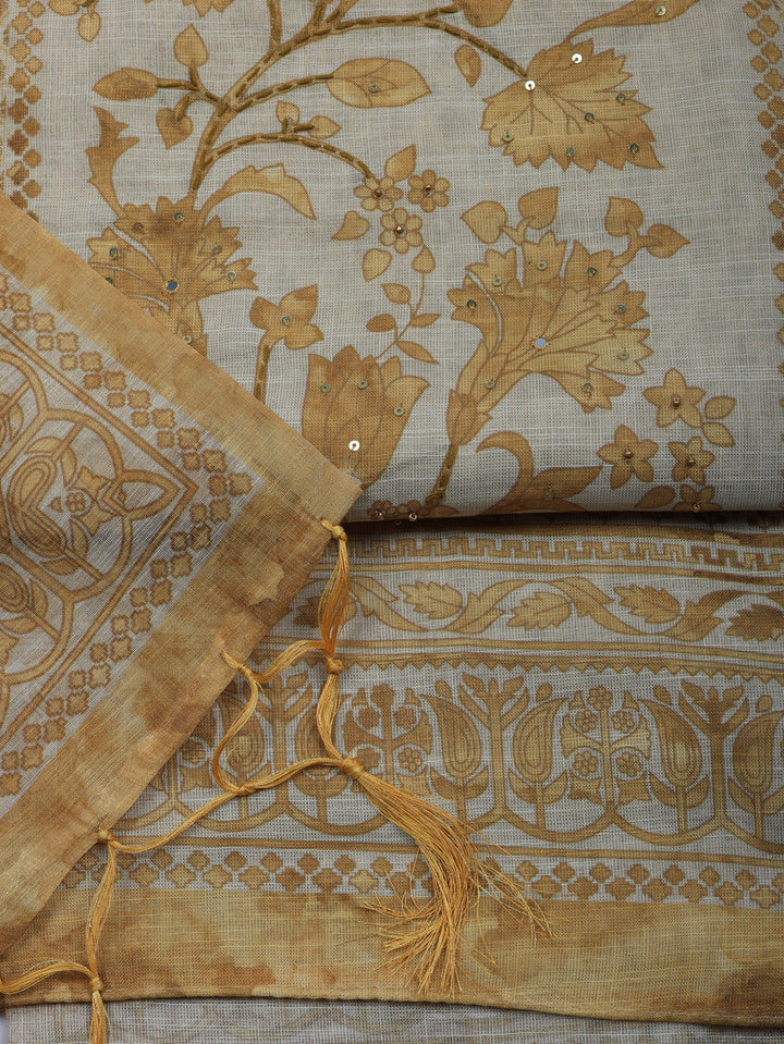 Embroidered Tissue Unstitched Suit With Pant &amp; Dupatta