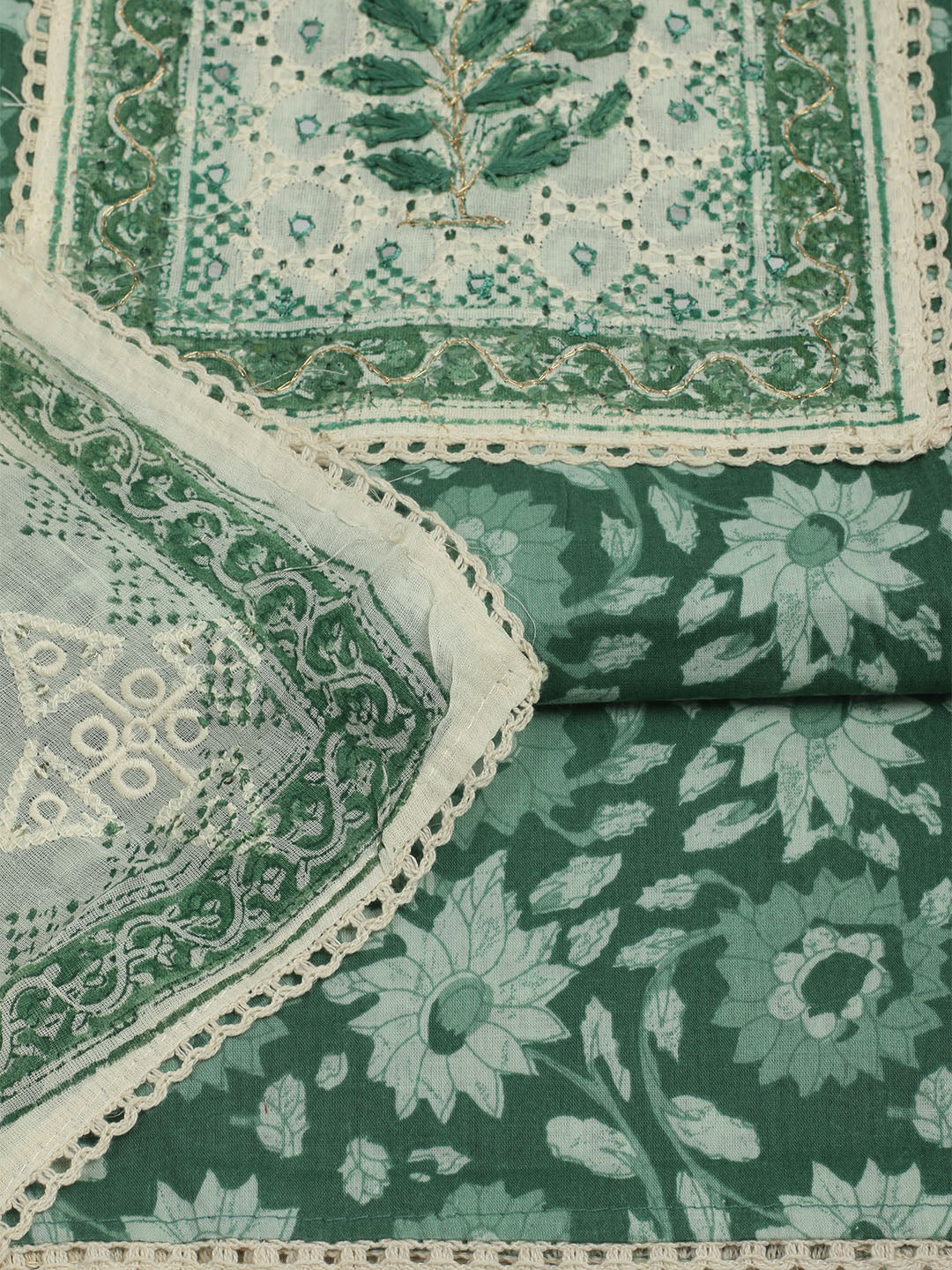 Printed Cotton Unstitched Suits Printed Suit With Pant &amp; Dupatta