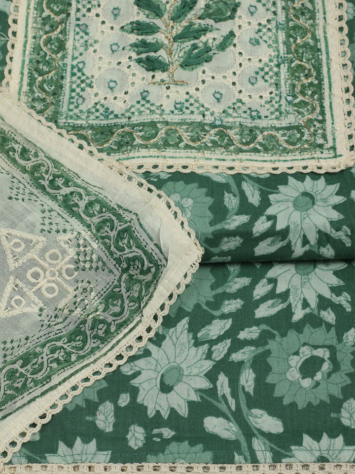 Printed Cotton Unstitched Suits Printed Suit With Pant &amp; Dupatta