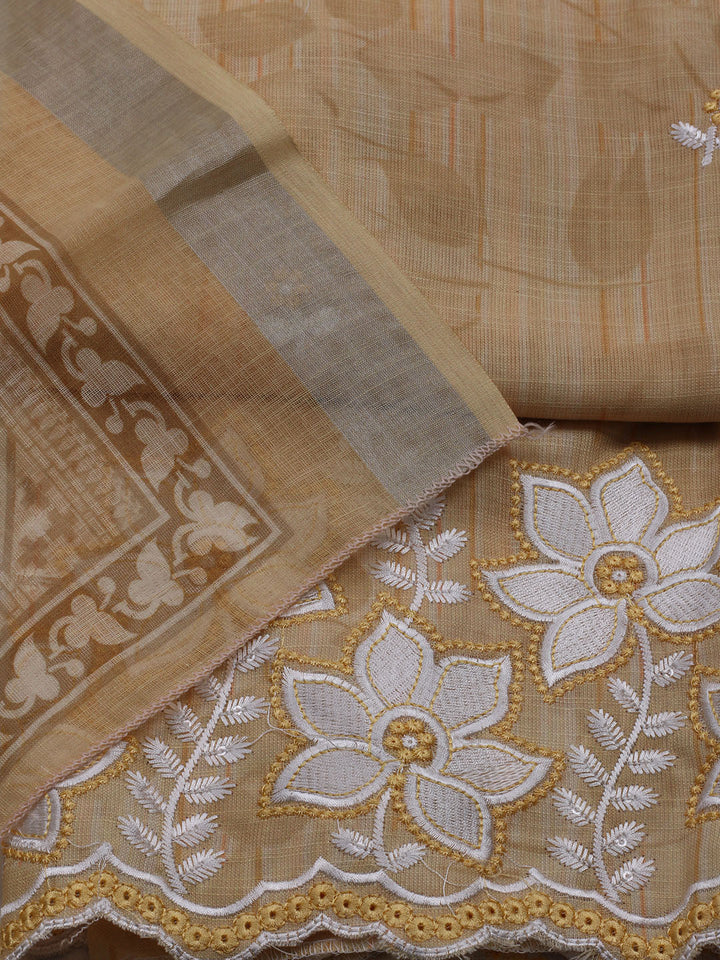 Neck Embroidered Cotton Blend Unstitched Suit With Dupatta