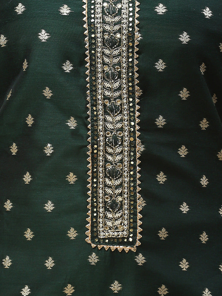 Neck Pattl Chanderi Unstitched Suit Piece With Dupatta