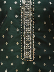 Neck Pattl Chanderi Unstitched Suit Piece With Dupatta