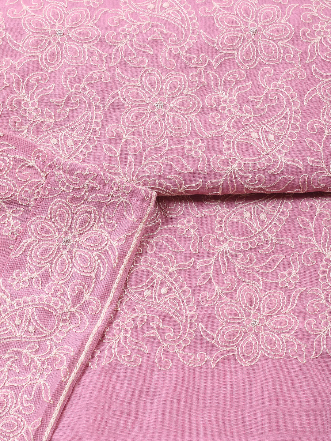 Embroidered Cotton Blend Unstitched Suit With Pant &amp; Dupatta