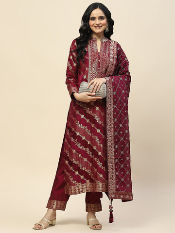 Zari Jaal Handloom Unstitched Suit Piece With Dupatta