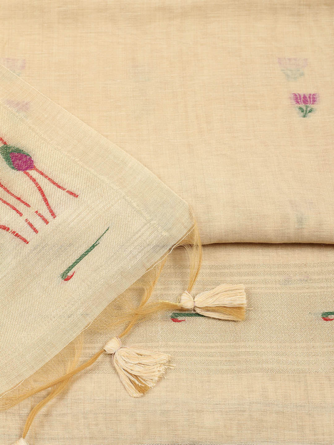 Embroidered Chanderi Unstitched Suit With Pant &amp; Dupatta