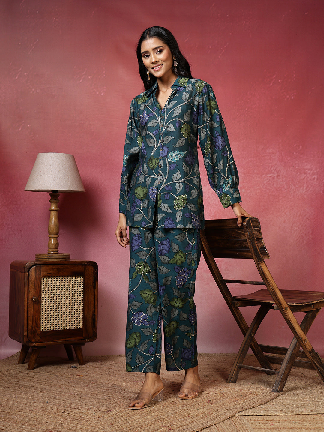 Printed Cotton Blend Kurta With Pants