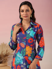 Floral Printed Muslin Kurta With Pants