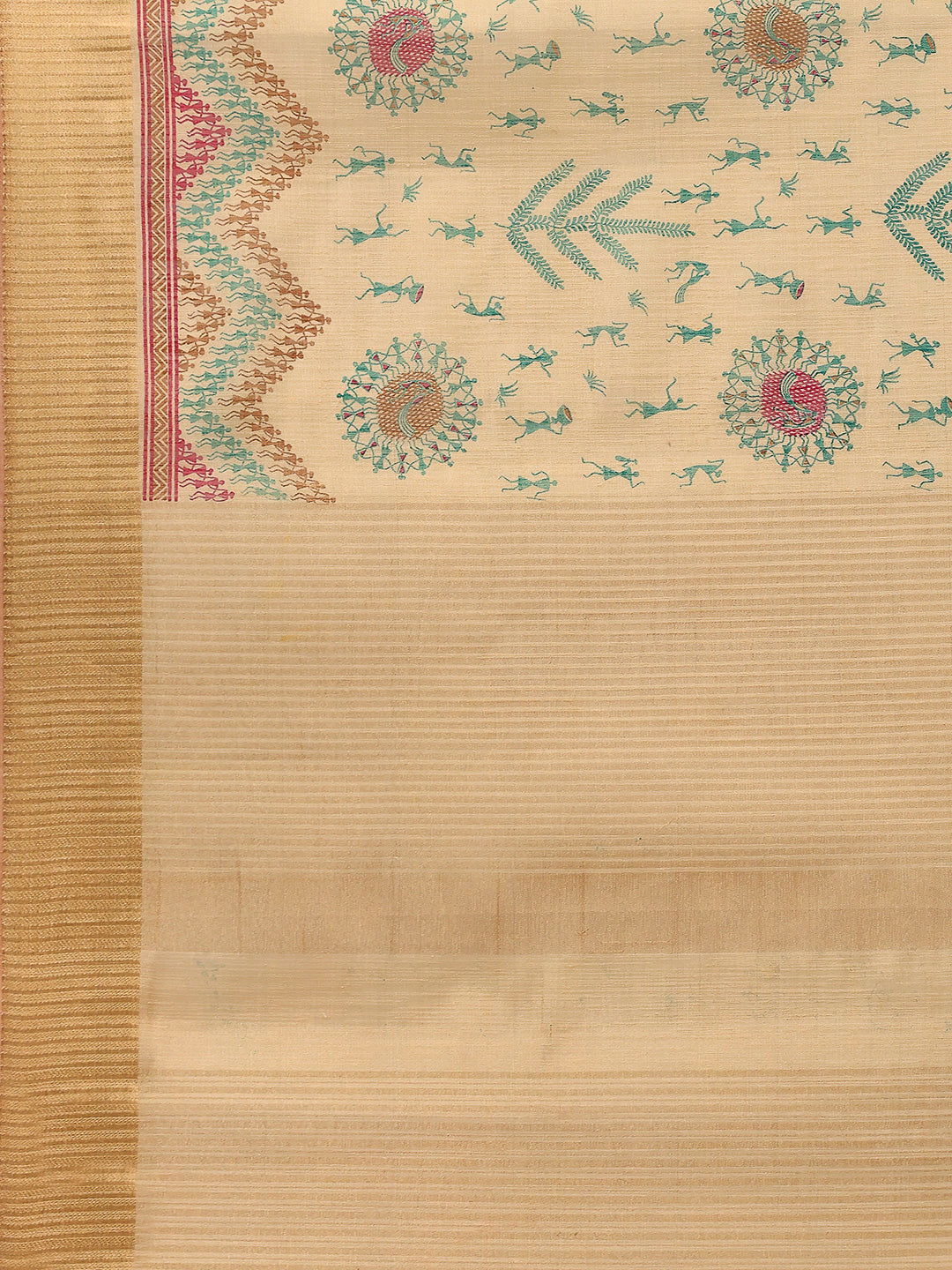 Zaari Border Cotton Blend Saree