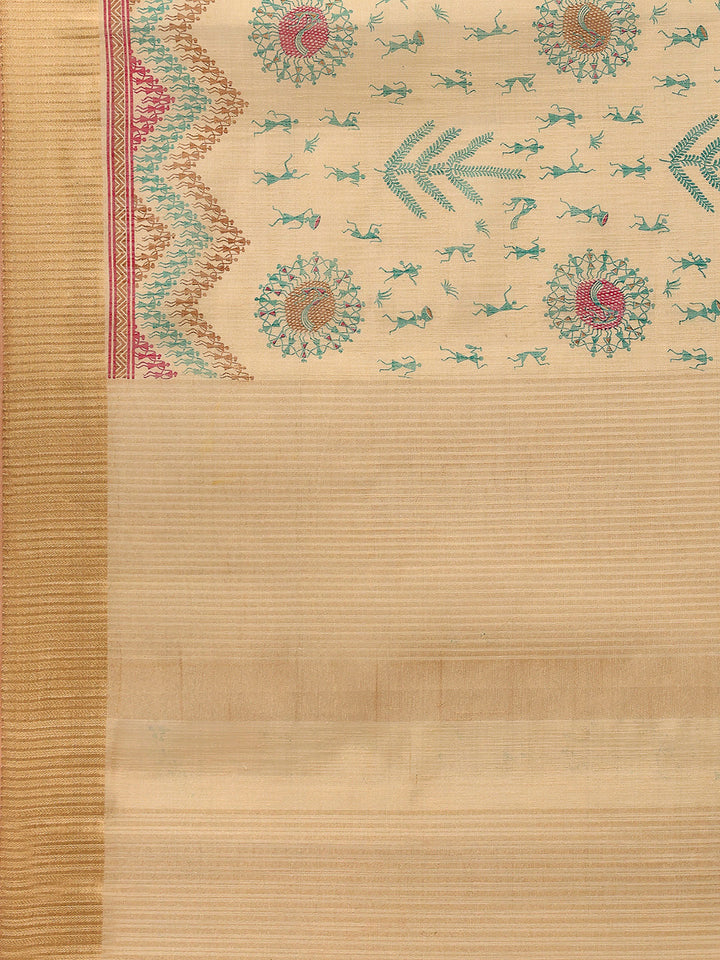 Zaari Border Cotton Blend Saree