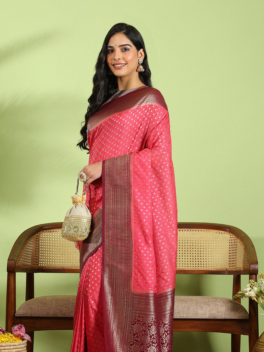 Plain Crepe Saree