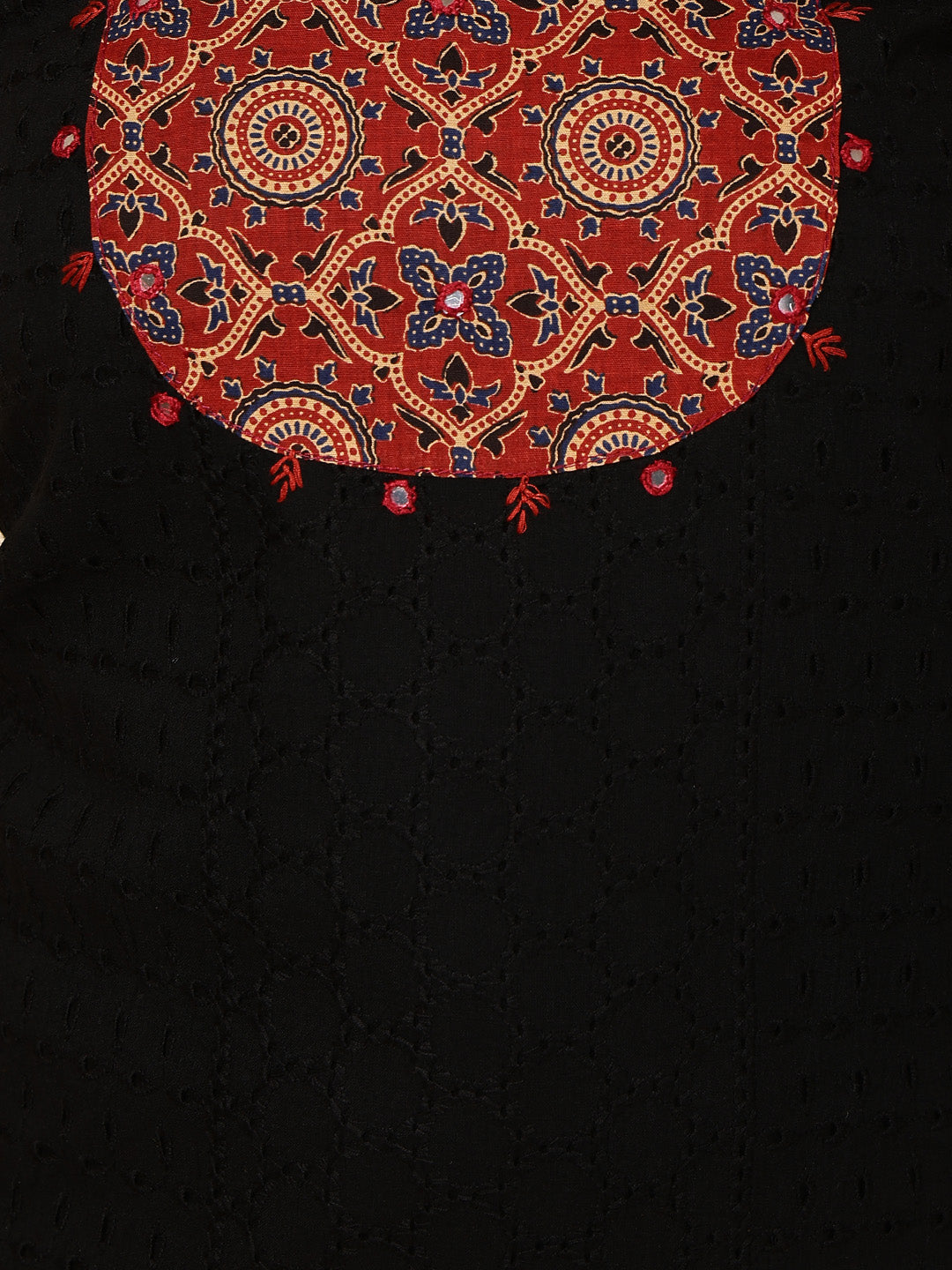 Neck Patti Cotton Blend Unstitched Suit With Dupatt