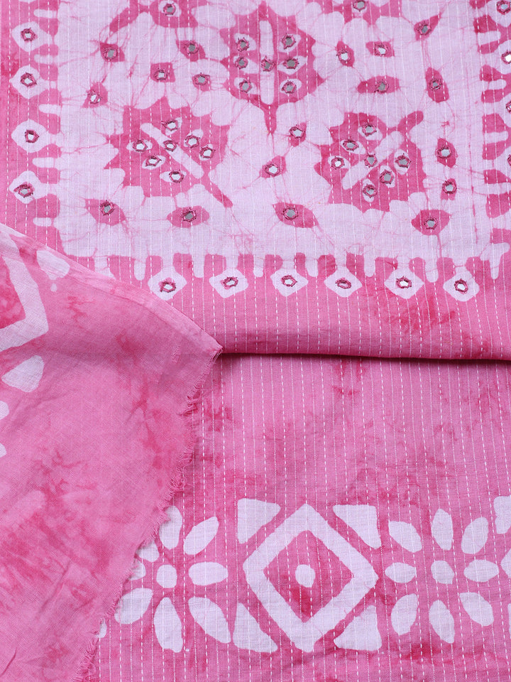 Embroidered Cotton Blend Unstitched Suit With Pant &amp; Dupatta